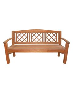 Wooden Bench with Backrest - 3 Seater