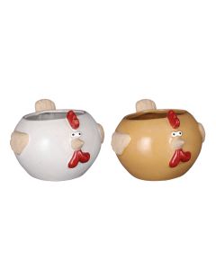 ED Chicken Pot White and Brown H11cm