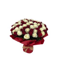 Eternal Love - White and Red Bunch of Roses