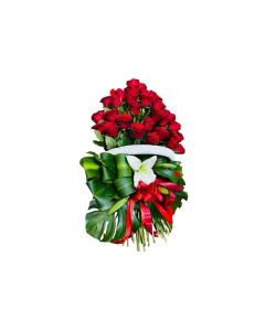 Fresh Red Roses Basket Arrangement