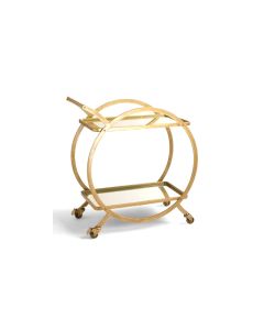Trolley Table Glass Metal Gold