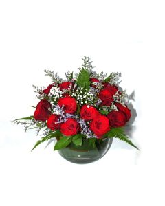 Pure Love in a Bowl - 15 Red Roses Gift