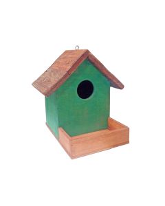 Green Natural Custom Made Fancy Wooden Bird House Box