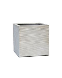 GD Cube Pot Antique Style White Fiber Large