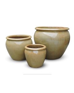 TKE Glazed Ceramic Egg Pot Cream - Large