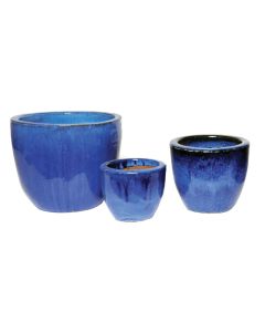 MG Glazed Egg Pot Blue - Small