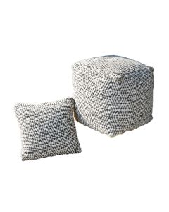 Hartney Pouf- Ivory/Charcoal