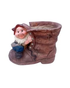 Gnome in shoe planter
