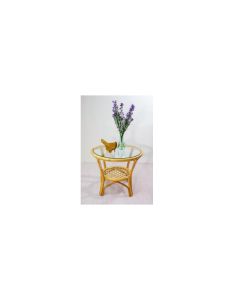 LO Golf Round Table Rattan With Glass Natural