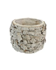 HX Bark Snippet Planter White Round