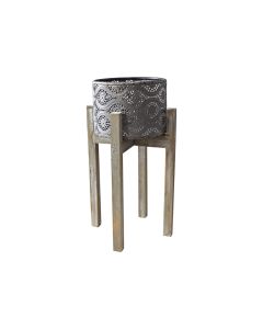 Tray Mallakam Antique Black with Stand - Planter - Medium