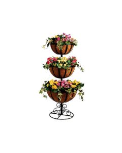 Three-tier plant basket stand