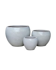 Ceramic Pot Round Antique White D55cm