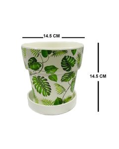 Ceramic Pot with Saucer Green