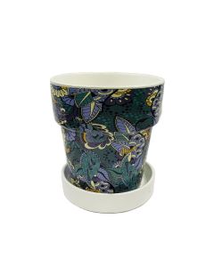 Ceramic Pot with Saucer Blue