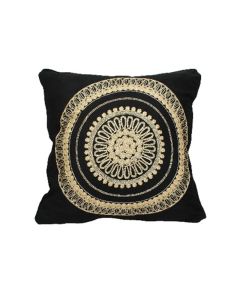Cushion Textile Black - Decorative Circular Design