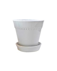 Ceramic Pot with Saucer 12CM - White