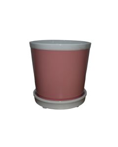 Ceramic Pot with attached Saucer - Pink