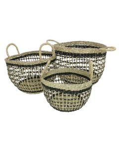 Basket Seagrass Black Medium
