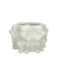 Planter Monkey Fine Earthen White