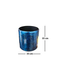 Metal Planter Marble Finish - Blue