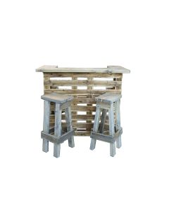 HOT Bar Counter + 2 Stools - Wooden
