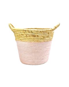 Cache Basket Round Kerala Mix - Light Pink