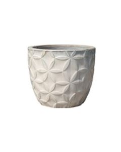 Ceramic Flower Egg Pot White Medium D43cm