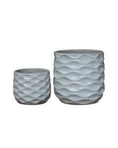 Glazed Ceramic Pot Wave Pattern - L