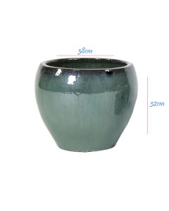 Glazed Belly Celadon Ceramic Pot - D38xH32cm