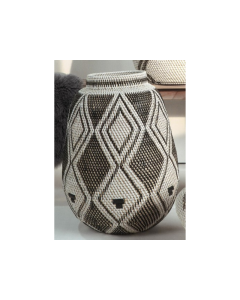 LO African Vase Rattan White & Black