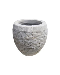 Round Cement and Onix Stone Pot