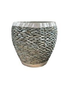 RA Round Green Pebbles Stone Pot