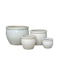 Glazed Ceramic Round Pot White - L
