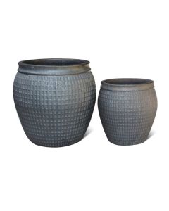 Glazed Ceramic Round Pot Bronze - L