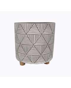 QY Cement Pot with Wooden Legs