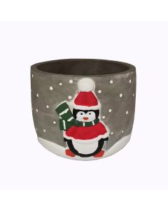 QY Cement Pot with Snowman