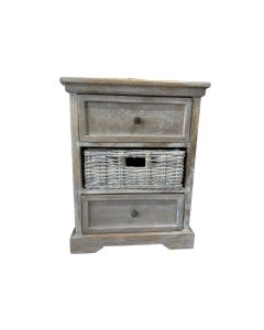 Rack with Drawers- Grey White Wash