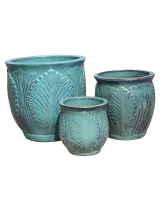 TH Leaf Round Pot Jade