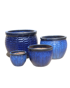 TH Wicker Round Pot Blue