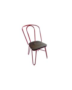 Wood Iron Chair Red Tube