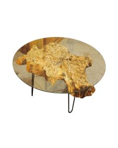 Reclaimed Driftwood Round Glasstop Table Big
