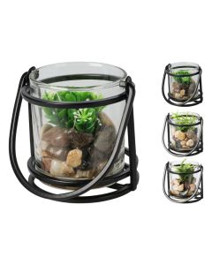 KI Artificial Plant In Latern Assorted