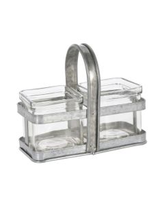 KI Glass Vase Set With Metal Frame 2pcs