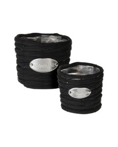 KI Rattan Flower Pot Black Small