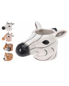 KI Ceramic Flower Pot Animal Head 4 Assorted