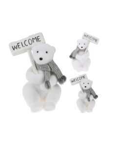 KI Polar Bear with Welcome 20X22X35cm