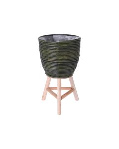 KI Rattan Flower Pot with Foot Black