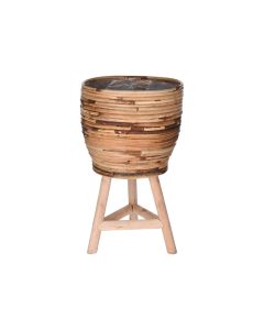 KI Rattan Flower Pot with Foot Stand - Natural
