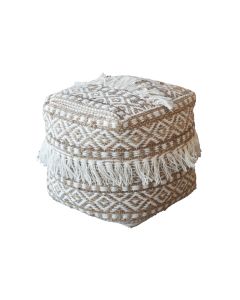 Korvel Pouf - Ivory/Natural